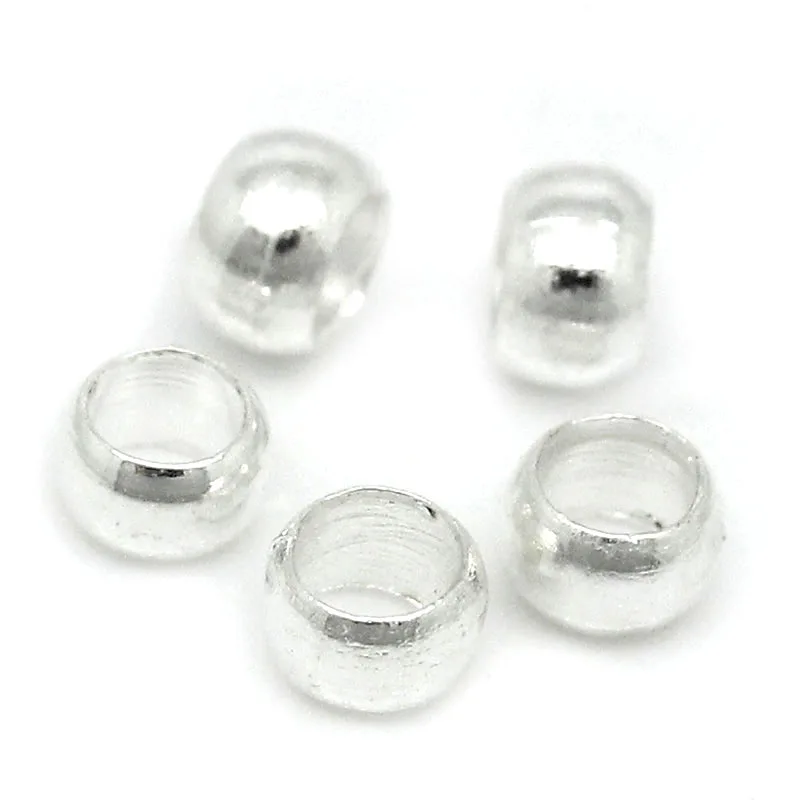 

DoreenBeads Alloy Crimp Beads Round Silver color 1.5mm 2.5mm( 1/8") Dia, 200 PCs 2015 new