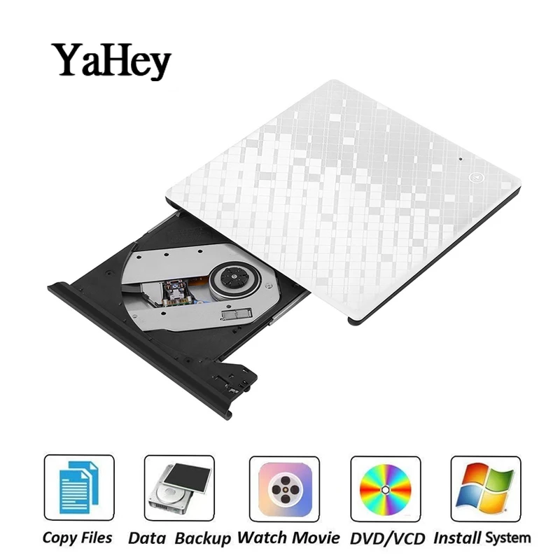 YAHEY USB 3 0 Ультра тонкий портативный cd rom плеер оптический привод ноутбука DVD +/ RW