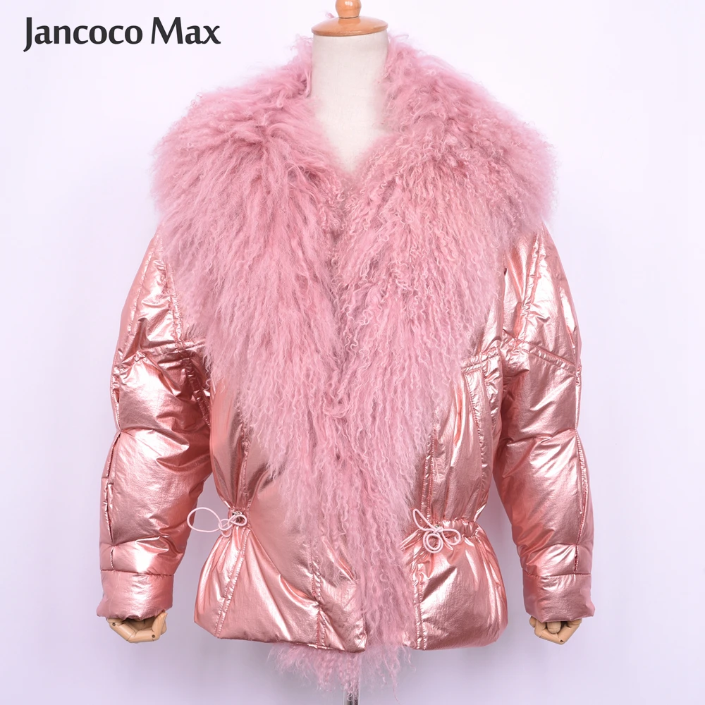 

New Fashion Women's Real Mongolian Sheep Fur Down Coat Spring Winter Thick Warm Fur Coat S7518