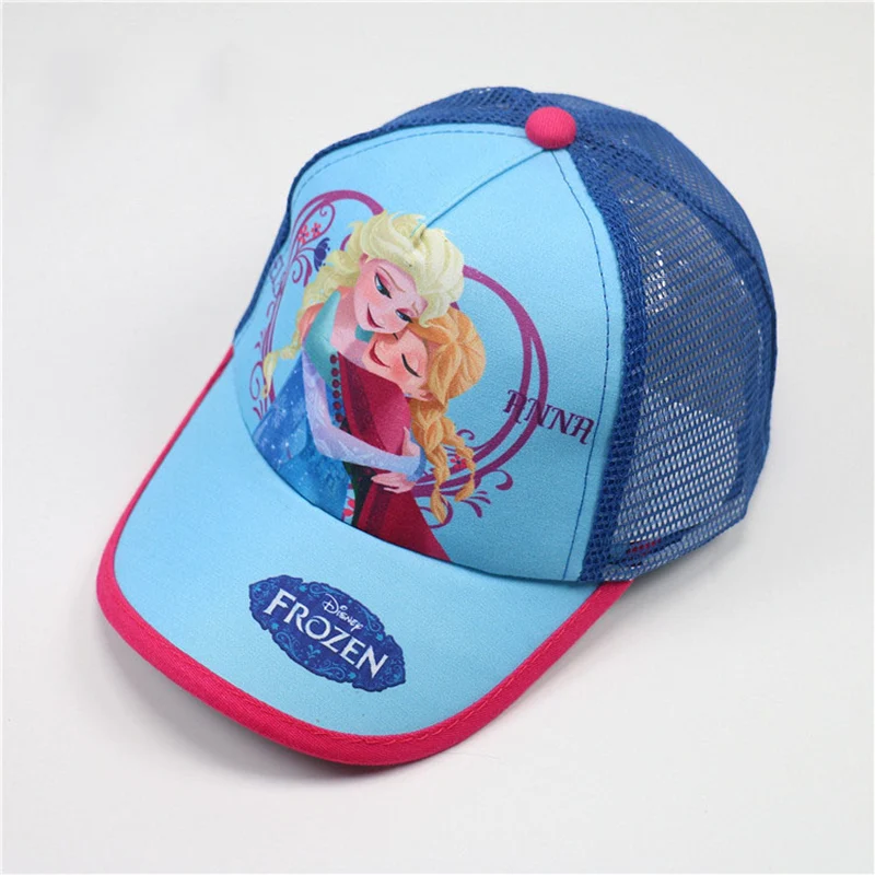 

Cartoon For Children Disney Frozen Summer Sun Protection Ultraviolet-proof Sunshade Polyester Fiber Grid Cap Adjustable Size