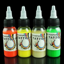 OPHIR Temporary Tattoo Airbrush Inks Pigment Body Art Tattoo 30ml/bottle Fluorescent Airbrush Body Paint Inks for Pub_AC101(1-4)