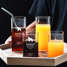 Скандинавский стиль квадратная стеклянная чашка без свинца Европейская термостойкая чашка для молока с толстым дном чайная чашка сок высокий стакан домашний CL1226155