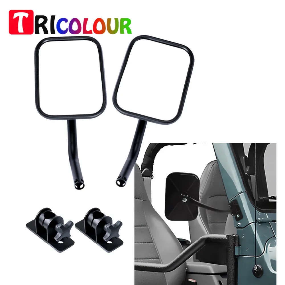 

TRICOLOUR 2x Door Off Mirrors Rectangular Quick Release Mirrors with Adjustable Arms For Jeep Wrangler TJ JK LJ 1997-2017 #LQ469