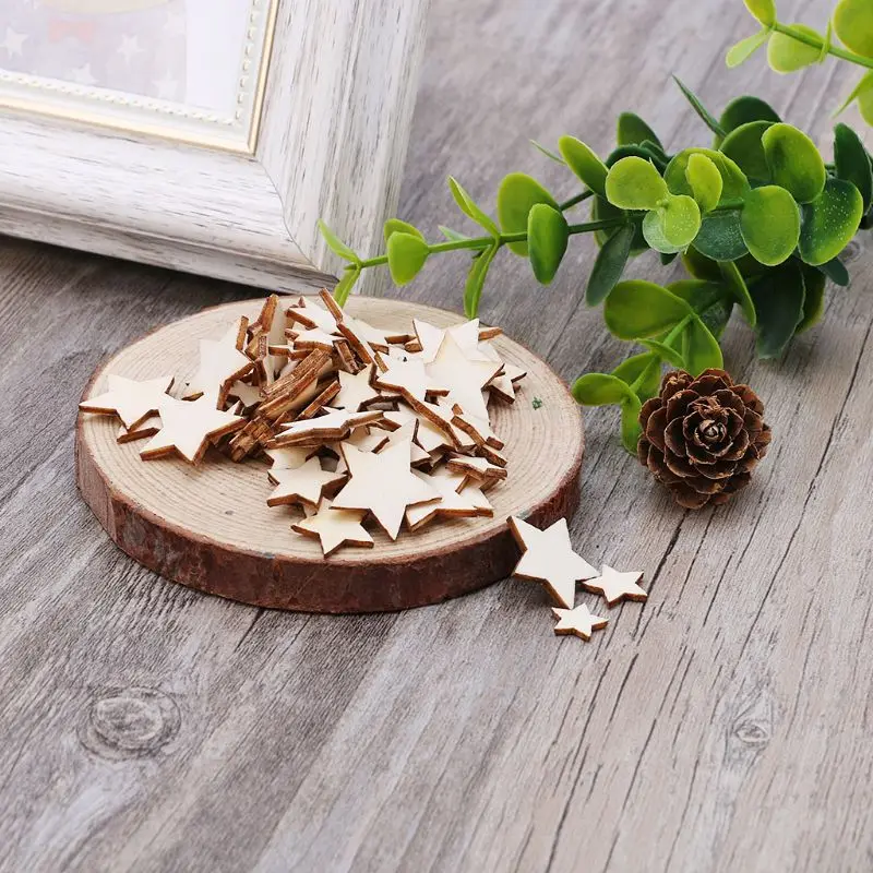 200 шт лазерная резка дерево звезда украшение деревянная форма ремесло Свадебный декор DIY ремесло