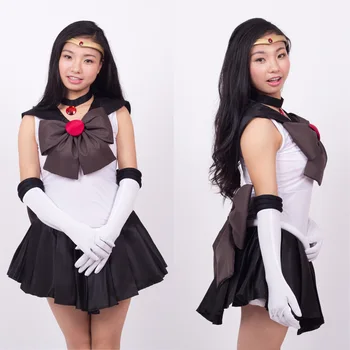

CUSTOM size Sailor Moon Sailor Pluto Meiou Setsuna Anime Cosplay Costumes Cosplay Suits Patchwork Sleeveless Dress Gloves