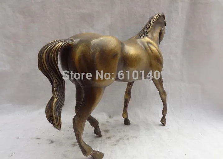 

11" Chinese Bronze Carved Animal Steed JiXiang Year Zodiac Tang Run Horse Statue