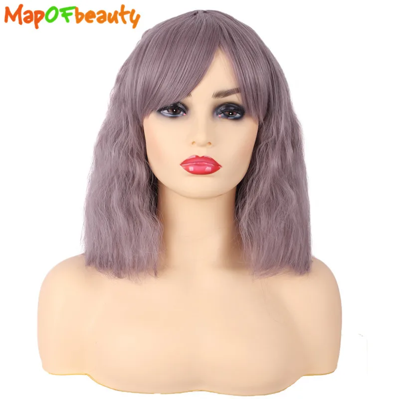 MapofBeauty синтетические короткие прямые волосы 14 "зеленый коричневый фиолетовый