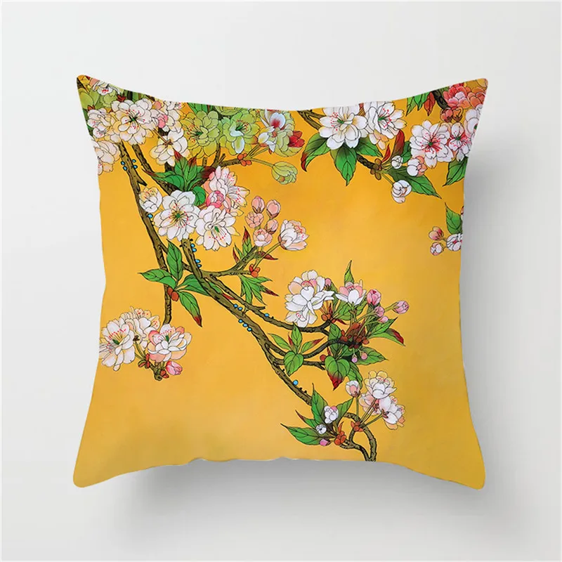 Fuwatacchi сливы подушки Чехлы Фламинго птицы Подушка вишневого цвета чехол для домашнего стула дивана украшения желтые наволочки