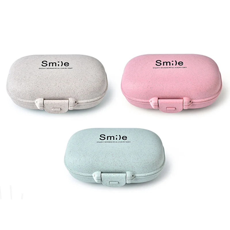 

Small Pill Box Tablet Splitters Medicine Dispenser Sealed Container Wheat Straw Safety Portable Pill Boxs Mini Pillbox Container