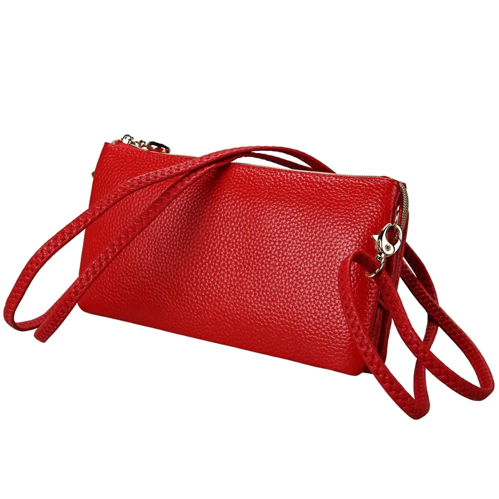 

Genuine Leather Women Long Wallet Fashion Crossbody Female Single Strap Purses Card Holder Zipper Coin Mutifunction Wallets
