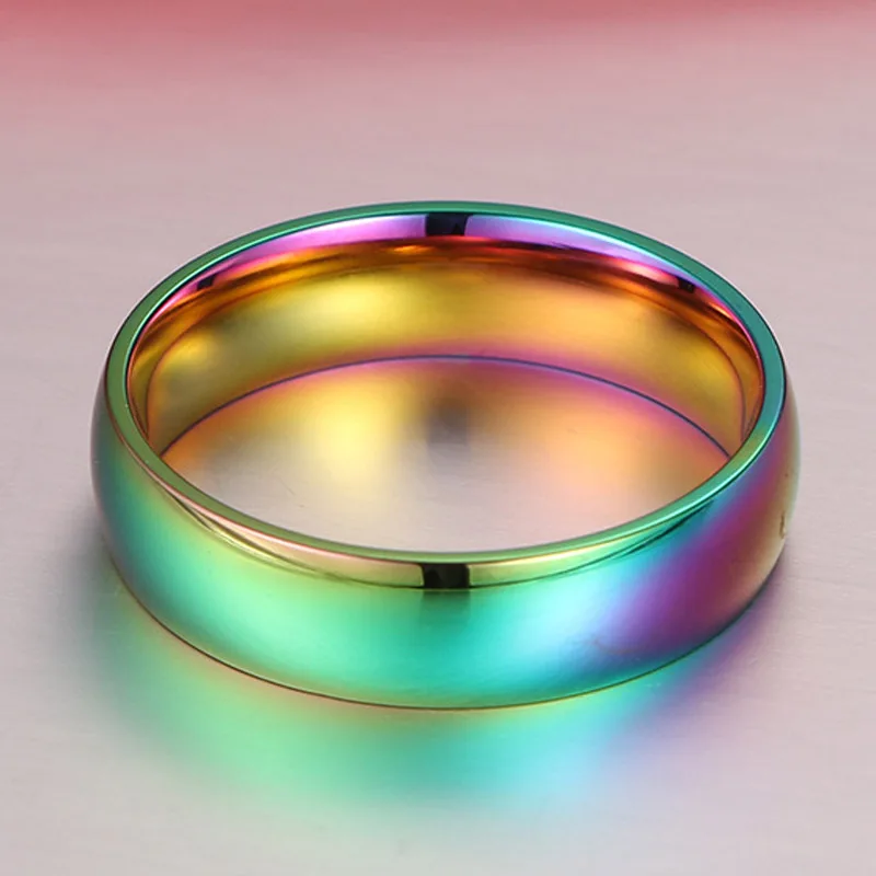 LGBT Rainbow Ring Gay Pride Colorful Men Women Titanium Stainless Steel Homosexual Couple Rings Jewelry Wedding Band Full Size