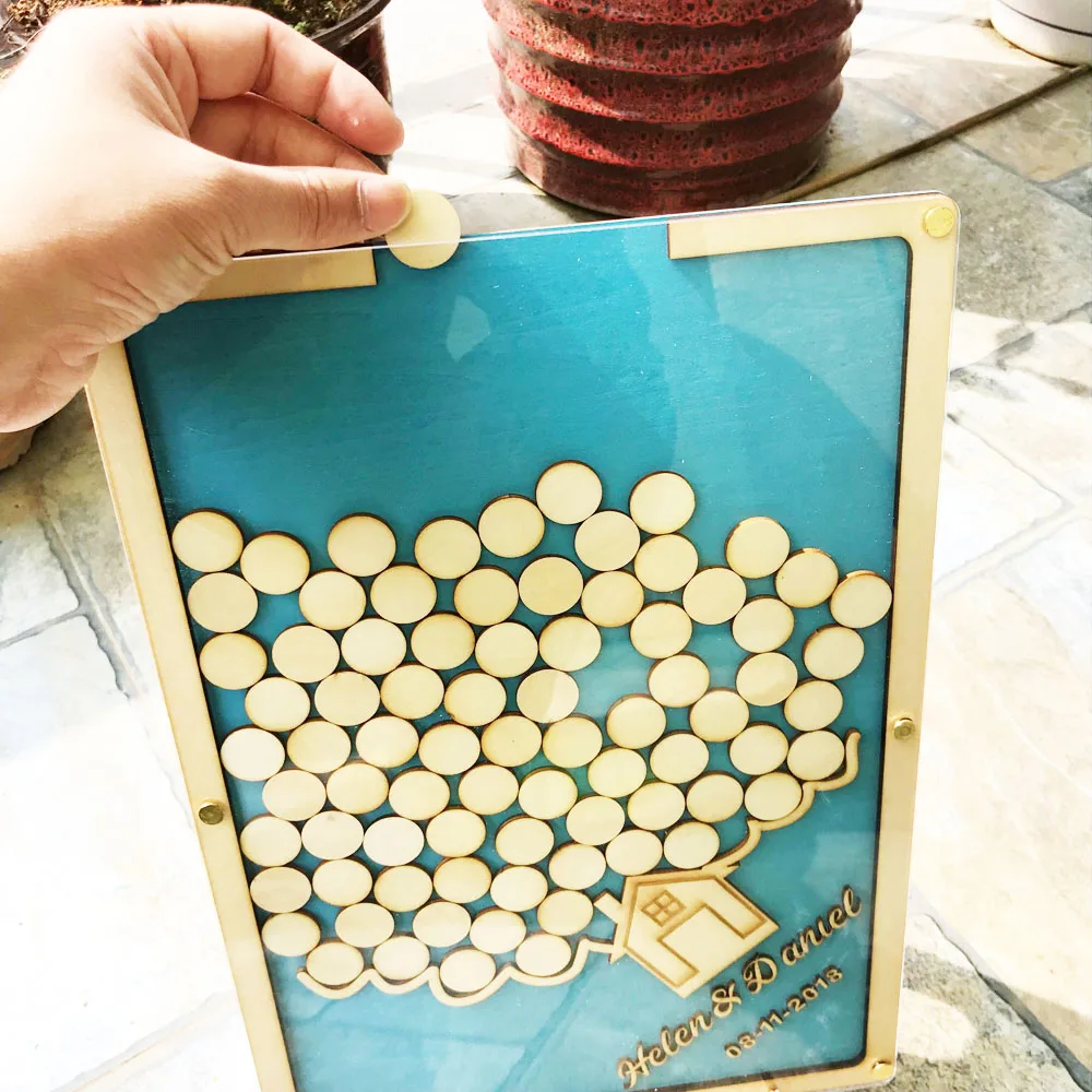 Personalized names wedding date drop box signature guestbook alternative visits drop top alternate guests rustic wedding gift