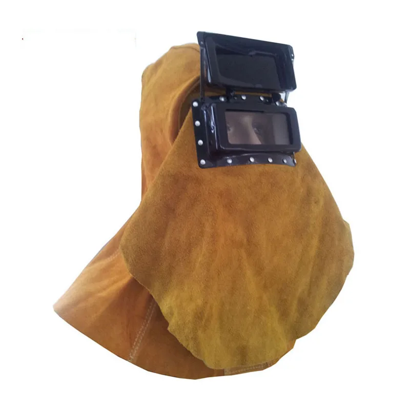 Welding Safety Cap Cow Leather Mask with Goggle Free Size Safety