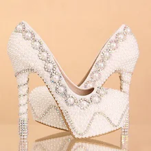 Nicest Pearl High Heel wedding shoes Rhinestone Crystal bridal shoes wedding shoes 35-39 Lady Fashion Shoes Christmas Gift