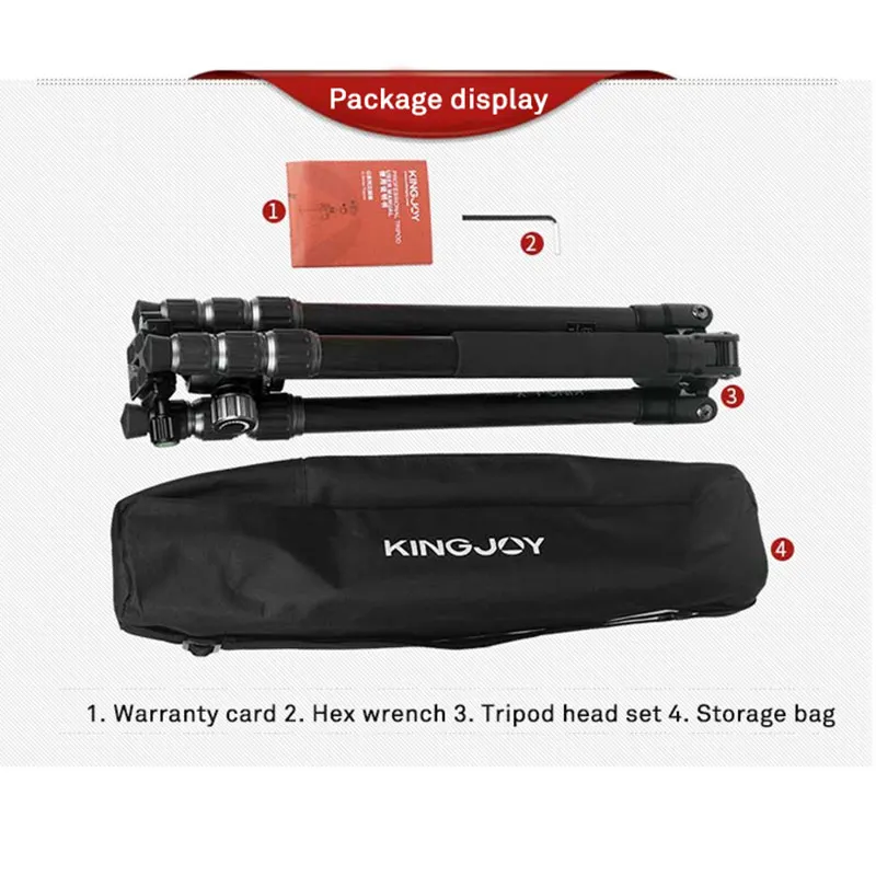 Cabeça para Viagens Kit de Fibra de Carbono Kingjoy G55 Oficial Profissional Portátil Tripé Monopé Bola Dslr Câmera Fotográfica - Image 6