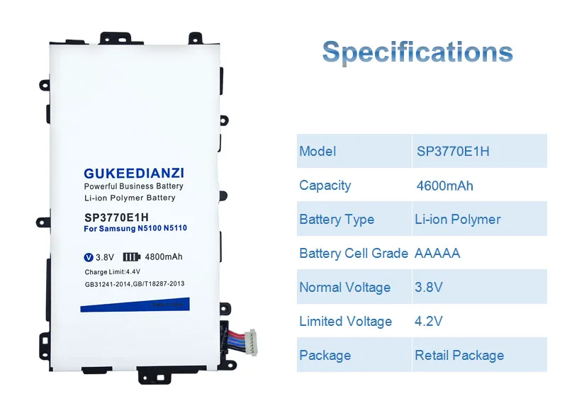 GUKEEDIANZI литий-ионный полимерный аккумулятор 4800 мАч SP3770E1H для samsung Galaxy Note 8,0 GT N5100 N5110 N5120 мощный деловой аккумулятор