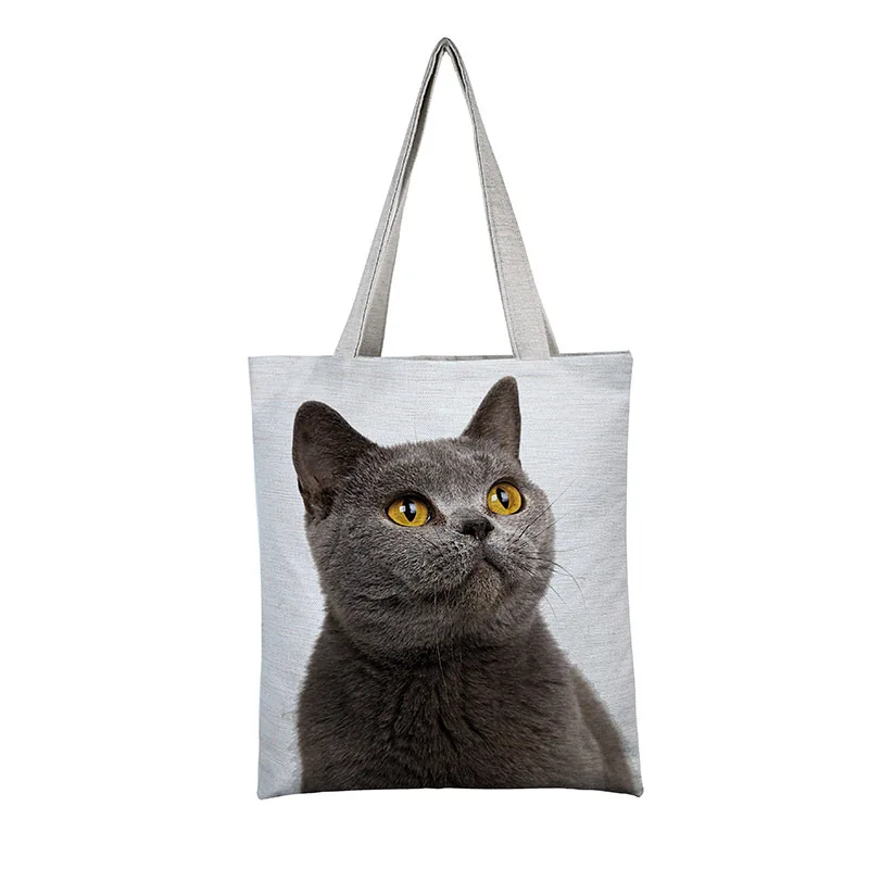 EXCELSIOR женская сумка, холщовая, с рисунком кота, Наплечные сумки, холщовая, на заказ, сумка для покупок, сумка, основная, Bolsa Feminina - Цвет: H