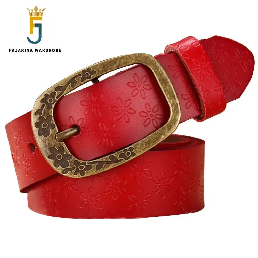 FAJARINA Ladies Fashionable High-grade Fashion Cowhide Genuine Brand Strap Leather Belts for Women Cow Skin Leather FBFAJA0116