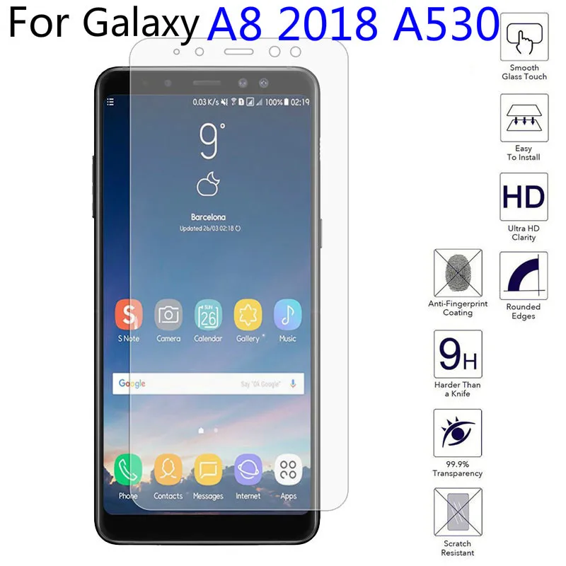 Защитное стекло 9H для Samsung Galaxy A8 2018 закаленное A530 стекло|Защитные стёкла и плёнки|