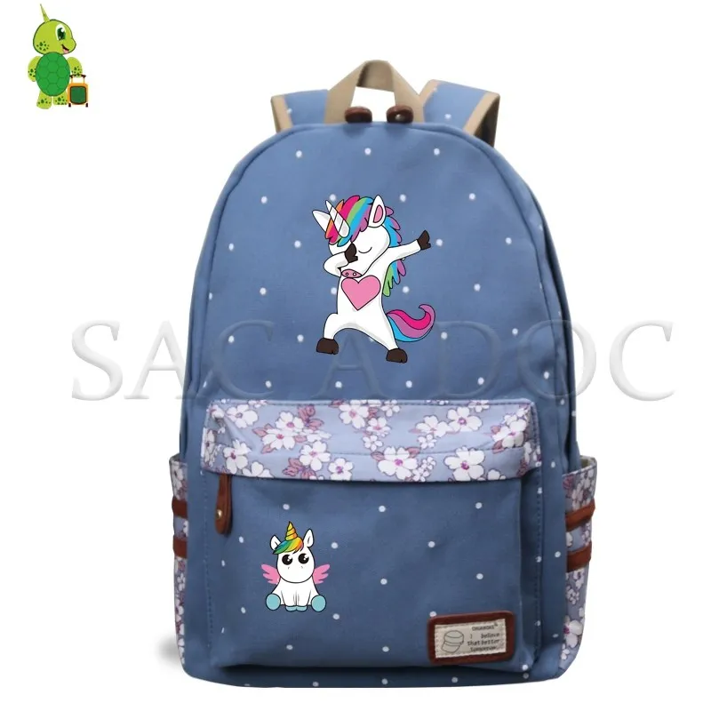 Рюкзак для девочек с изображением единорога и цветочной волны, школьный рюкзак, забавный рюкзак для ноутбука, модные дорожные сумки, повседневный рюкзак - Цвет: 21