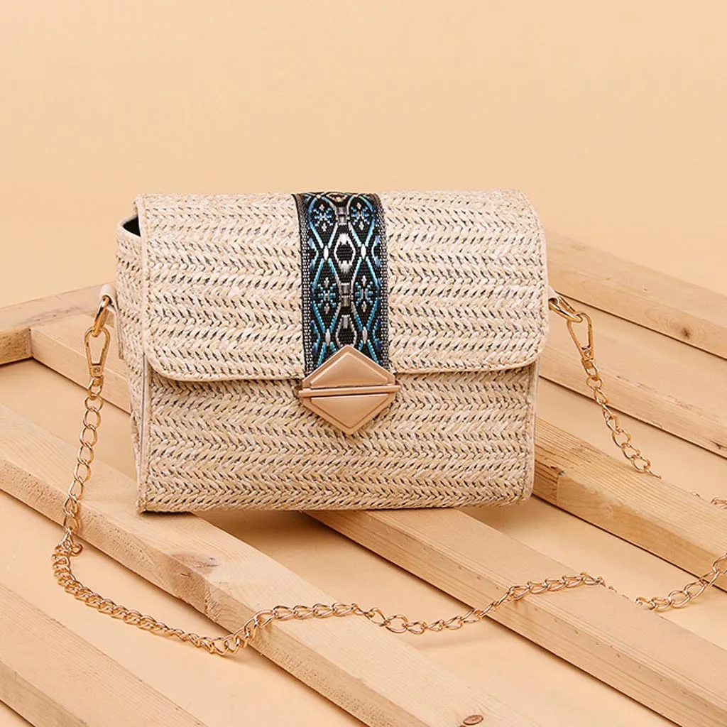 

Women's Fashion Woven Diagonal Cross-Bag Casual Beach Bag Wild Shoulder Bag Women Small Square Shoulder Messenger Bags Women6.93