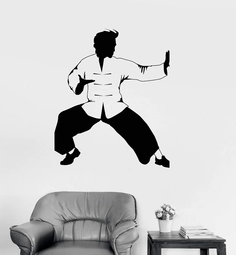 

Vinyl wall decal Kung Fu fighter oriental martial arts karate stickers, home living room fashion decoration, martial arts QJ04