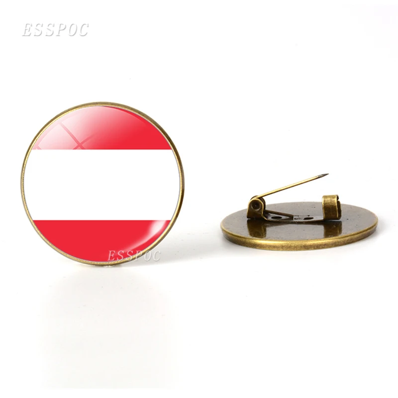 Центральная Европа: Австрия Польша Германия Швейцария Броши с флагом стеклянные купольные украшения бронзовая брошь булавки Национальный день подарки