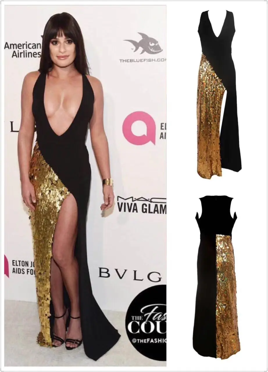 black and gold celebrity dresses