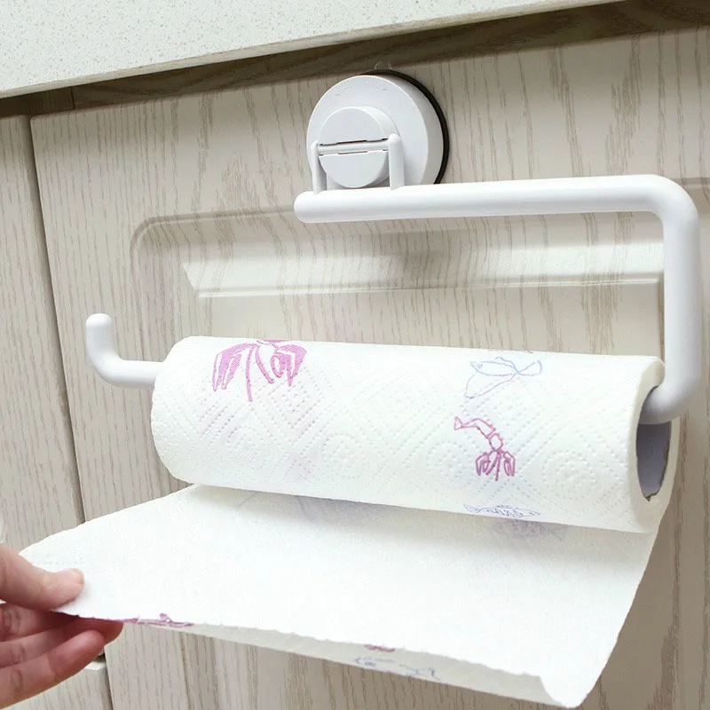 

New Kitchen Accessories Storage Holder Vacuum Sucker Paper Towel Rack Adhesive Bathroom Towel Shelf Wall Hanging Roll Paper Rack