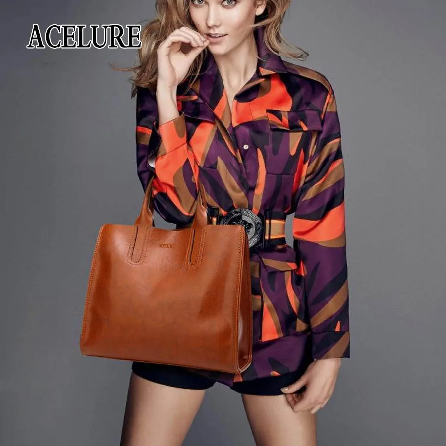 ACELURE Bolsos de cuero las mujeres grandes bolso Casual de alta calidad Bolsos De Mujer tronco bolso español Marca bolso de hombro señoras grandes Bolsos