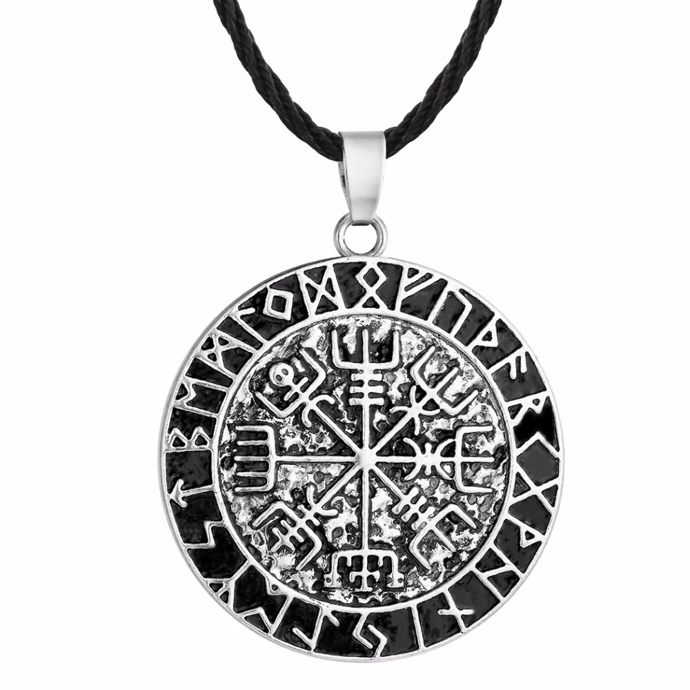 

Nostalgia Viking Vegvisir Compass Odin's Symbol Of Norse Runic Runes Amulet Pendants Necklaces Vintage Jewelry