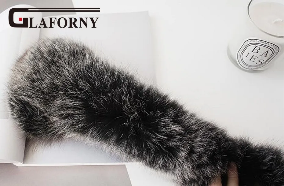 Glaforny 2018 Новый женский теплый натуральный Лисий мех наушники весь пушистый мех ушей меха енота шарфы 2 использует корейский стиль