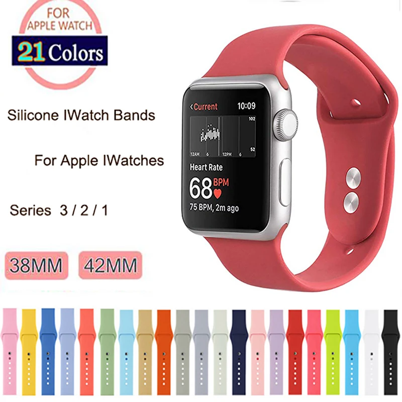 

Compatible Silicone Replacement Apple Watch Band 38/42mm Wrist Strap Sport Rubber Watchband Wrist Bracelet Iwatch Series 1/ 2/ 3