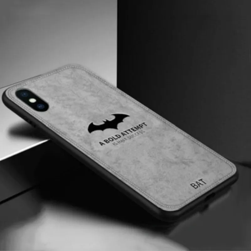Cloth Frabic Deer Bat Pattern Phone Case For iPhone 6 7 8 Plus Silicone Soft Edge Back Cases For iPhone 11 Pro XR X XS Max Capas - Цвет: Bat Gray