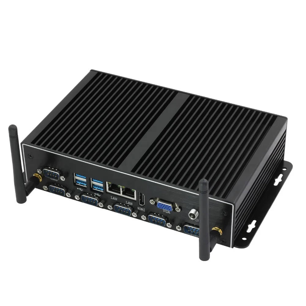 Безвентиляторный мини ПК Двойной гигабитный Ethernet LAN 6* COM порты Мини компьютер Core i5 4200U i7 5500U Celeron J1900 2955U промышленный ПК