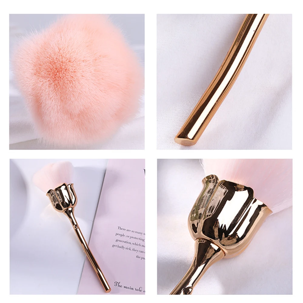 Алюминиевая ручка для ногтей мягкая щетка для очистки пыли гель-пудра Инструменты для удаления розового ногтей средство для снятия пудры Кисть для макияжа инструмент