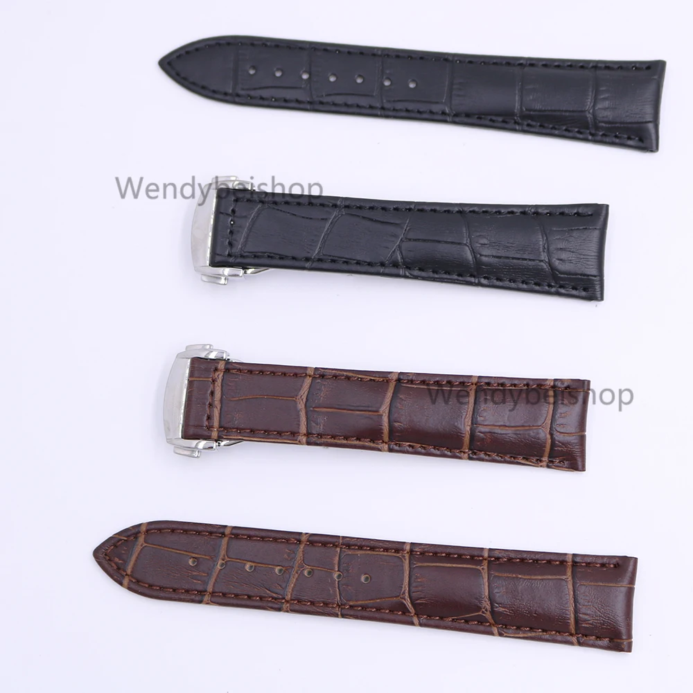 18 20 22mm Genuine Calf Cowhide Leather Black Brown Crocodile Grain Vintage Wrist Watch Band Strap with Silver Clasp 18 20 22mm Genuine Calf Cowhide Leather Black Brown Crocodile Grain Vintage Wrist Watch Band Strap with Silver Clasp