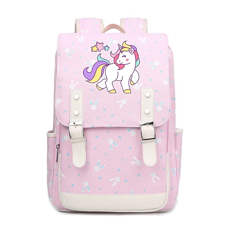 De dibujos animados de unicornio de bolsas para la escuela de los estudiantes lindo mochilas para niños adolescente niñas lienzo Teenangers Mochila FT