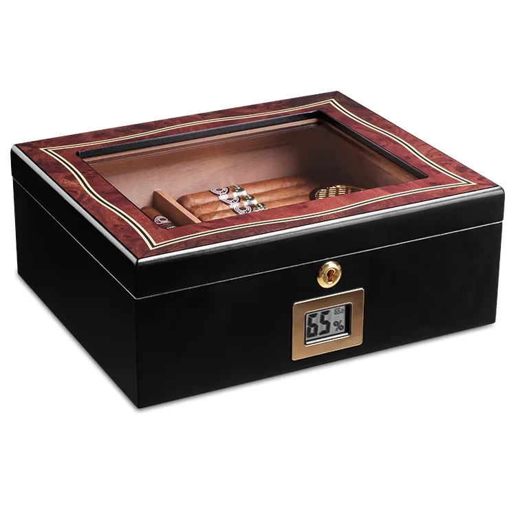 Humidor кедровый деревянный двойной большой емкости сигарный увлажняющий ящик/шкаф CA-4006 - Цвет: Темно-серый