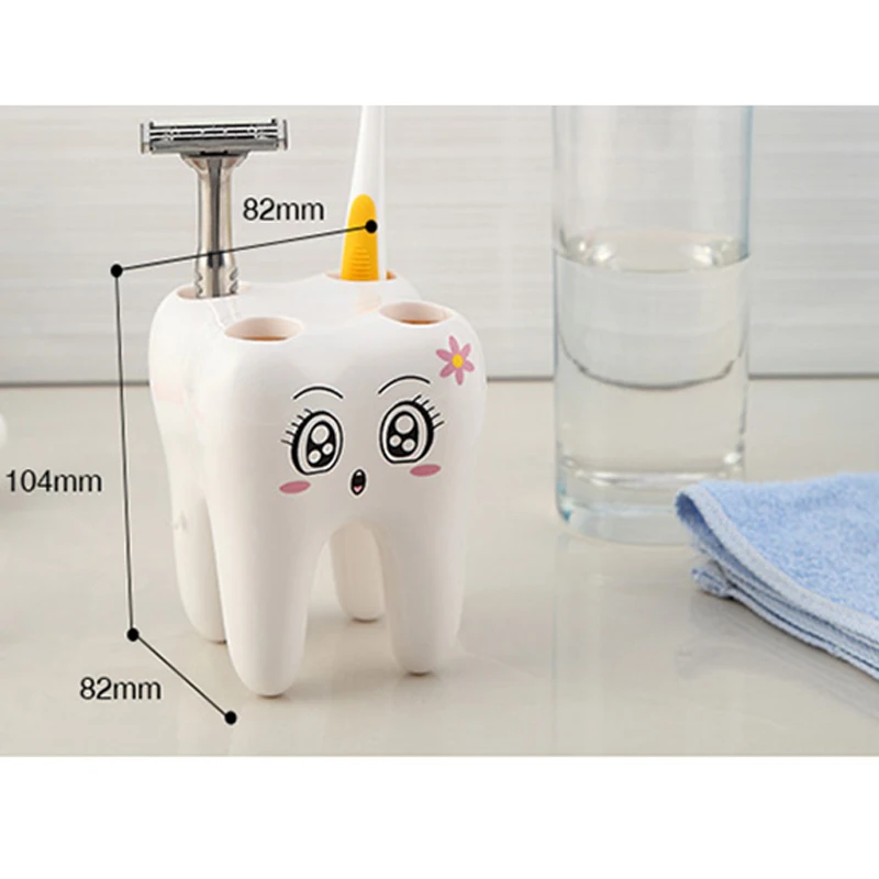 

Creative Toothbrush Holder Stand Razor Shelf Bracket 4 Hole Bathroom Tooth Shape