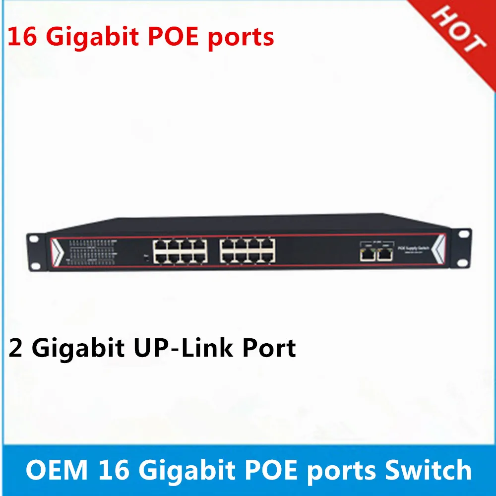 

16 Gigabit POE ports +2 Gigabit UP-Link Port PoE Network Switch Hub Power Over Ethernet PoE power For IP Camera System