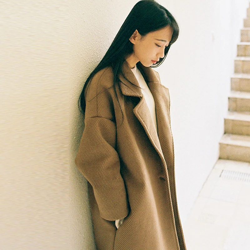 Новая осенняя и зимняя Повседневная Длинная Куртка женская теплая Толстая с длинным рукавом с одной пуговицей однотонные куртки Женское пальто Верхняя одежда