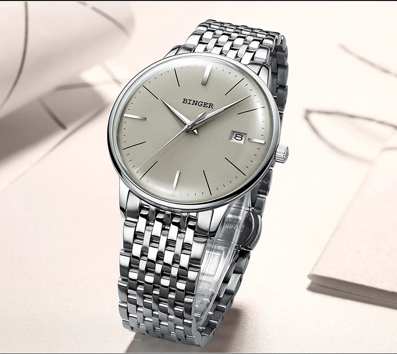 Швейцария BINGER автоматические часы мужские бизнес нержавеющая сталь ремень механические часы календари водостойкие для мужчин s
