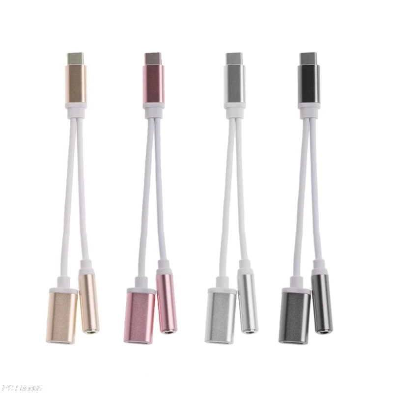 

USB Type-C To 3.5mm Headphone Jack Audio AUX Splitter Converter Adapter Cable