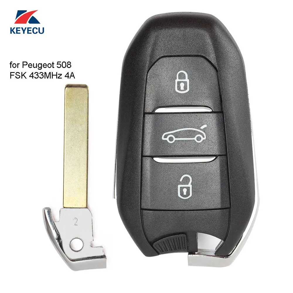 KEYECU 2PCS Smart Replacement Remote Key 3 Button Fob 434MHz 4A Chip