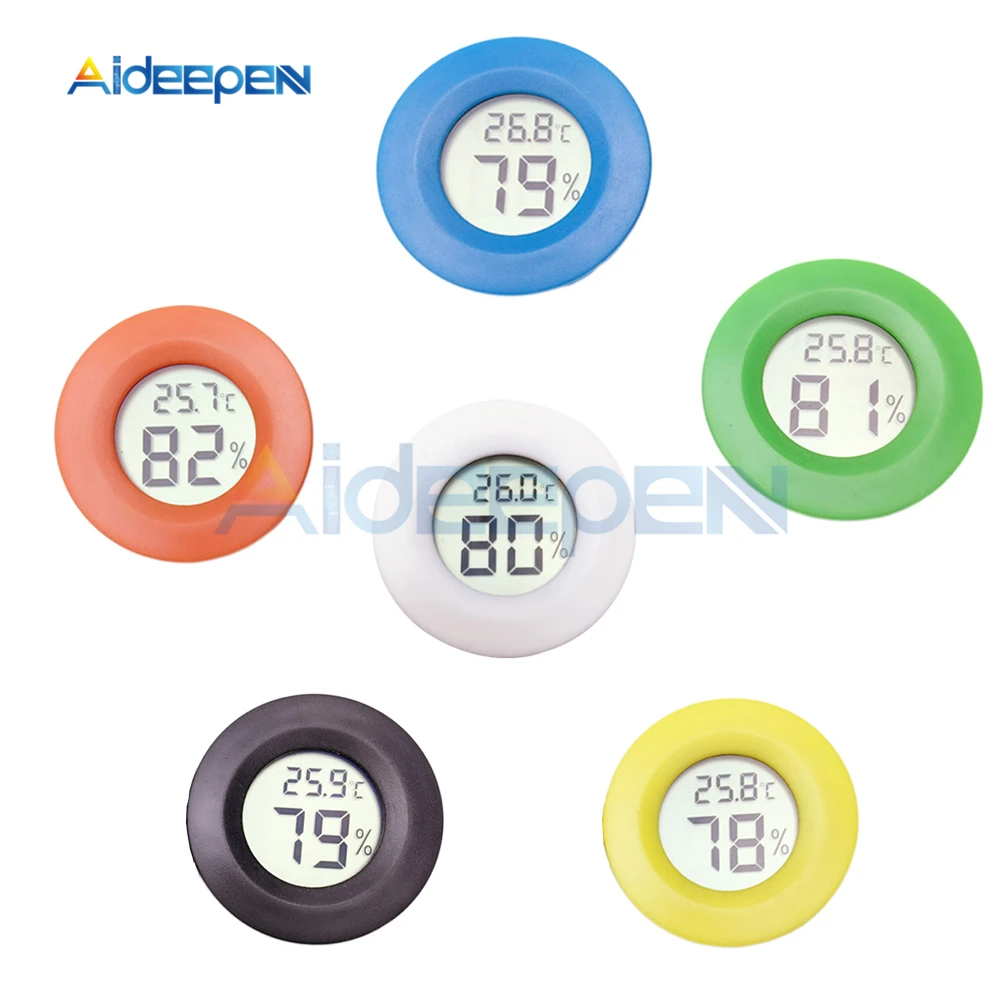 

500pc Black Mini Round LCD Digital Thermometer Hygrometer Fridge Freezer Tester + 10pcs XH-M214
