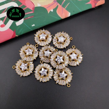 

Charms Zircon Charms Pendant for Bracelets 10pcs Round Star Charms Crystal Charms for Jewelry Making Findings Charms