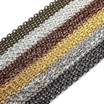 

10 meters/pack Bulk Gold Color Chain Womens Mens Link Rolo Necklace Chains for Jewelry Bracelets Making Findings Wholesale F712