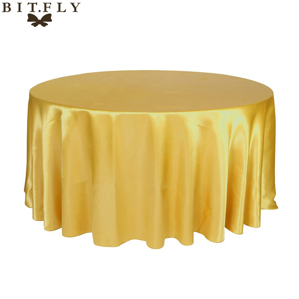 

5Pcs 275cm Round Satin Tablecloth Polyester Solid Color Table Cover Overlay Wedding Party Restaurant Banquet Home Decoration