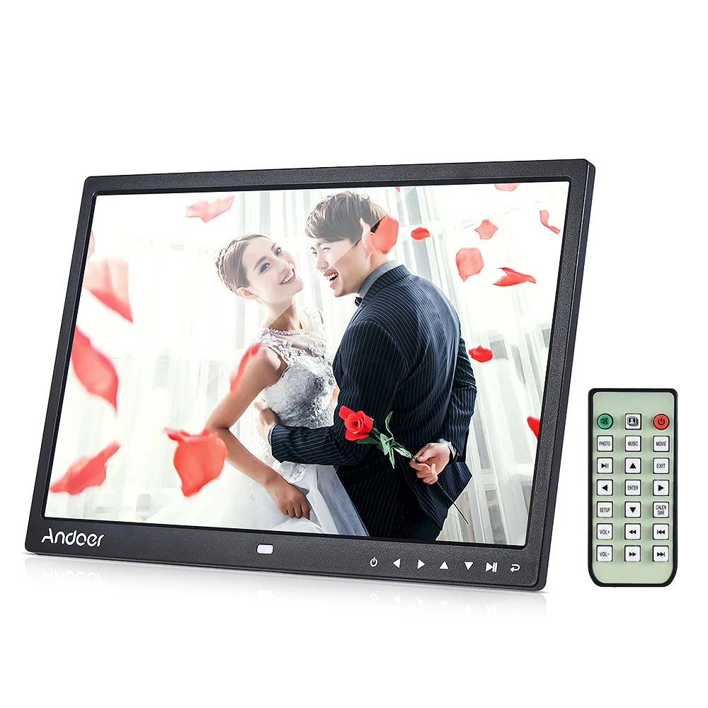 Andoer 1" LED Фоторамки Desktop альбом Дисплей mp4 видео mp3 аудио TXT книгу часы Календари w/инфракрасный Дистанционное управление - Цвет: Черный